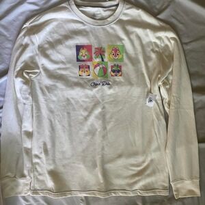 NWT Disney Long Sleeve Sweater Sweatshirt Cream Chip N Dale Beach Whimsy Top